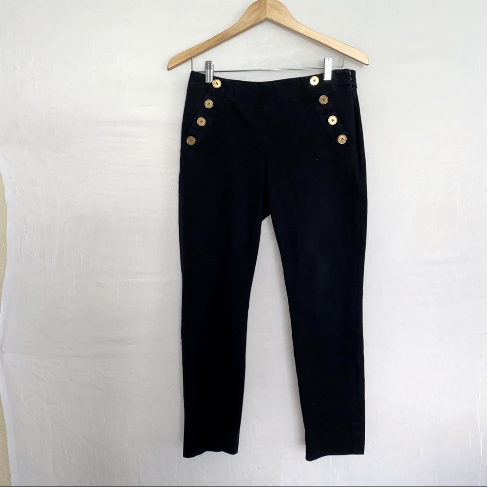 Banana Republic Sloan Gold Button Black Dress Pant
